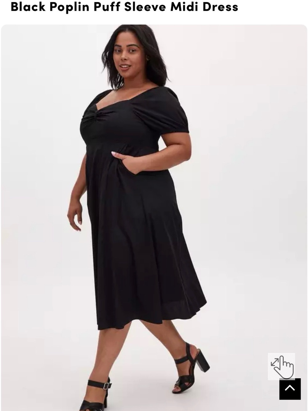 torrid Black Poplin Puff Sleeve Midi Dress 1